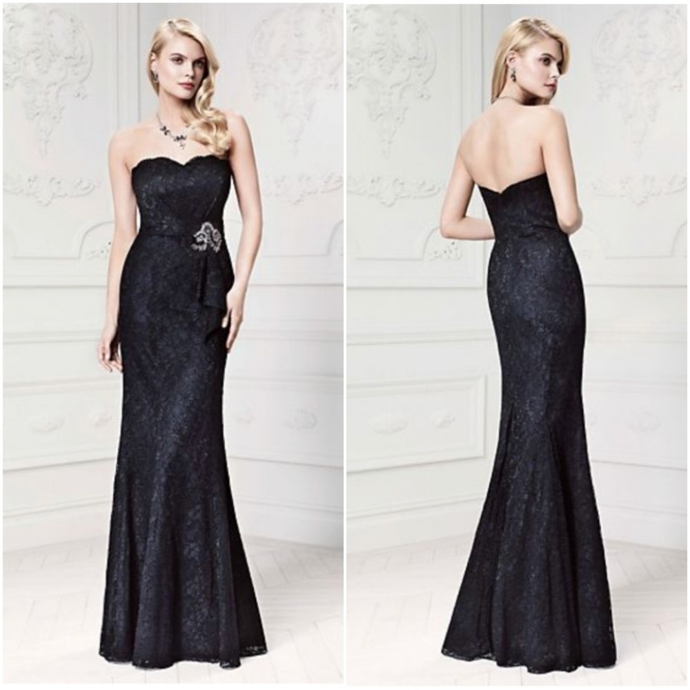 TRULY ZAC POSEN Long Lace Fit and Flare Dress